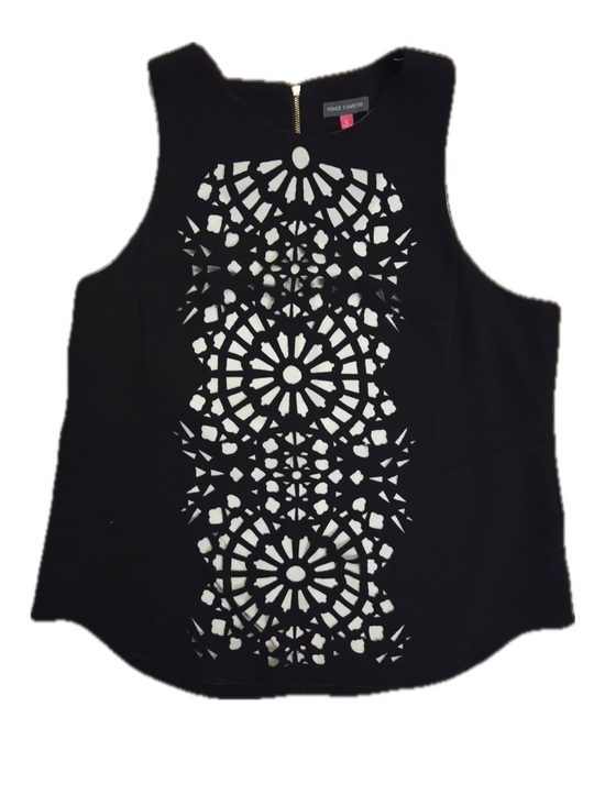 Vince Camuto Tops - Vince Camuto Laser Cut Design Cream and Black Women Top